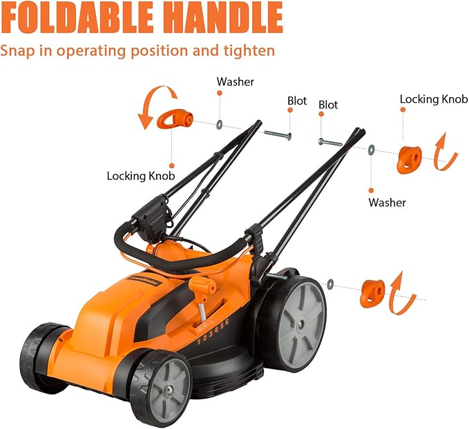 LawnMaster MEB1216K Electric Lawn Mower 16-Inch 12AMP and Yard Master 9940010 Outdoor Garden 120-Foot Extension Cord, Light Duty