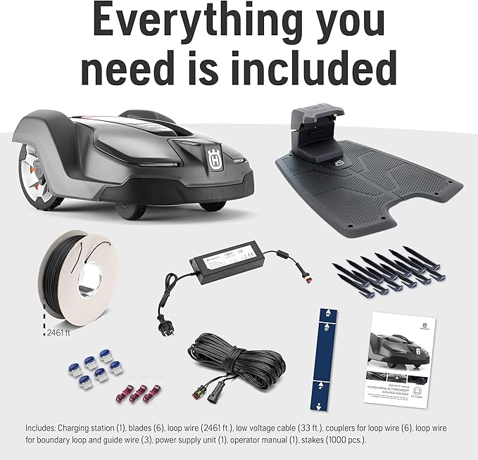 Husqvarna Automower 430X Robotic Lawn Mower with GPS Assisted Navigation, Automatic Lawn Mower with Self Installation and Ultra-Quiet Smart Mowing Tech for Medium to Large Yards (0.8 Acre), 967852845