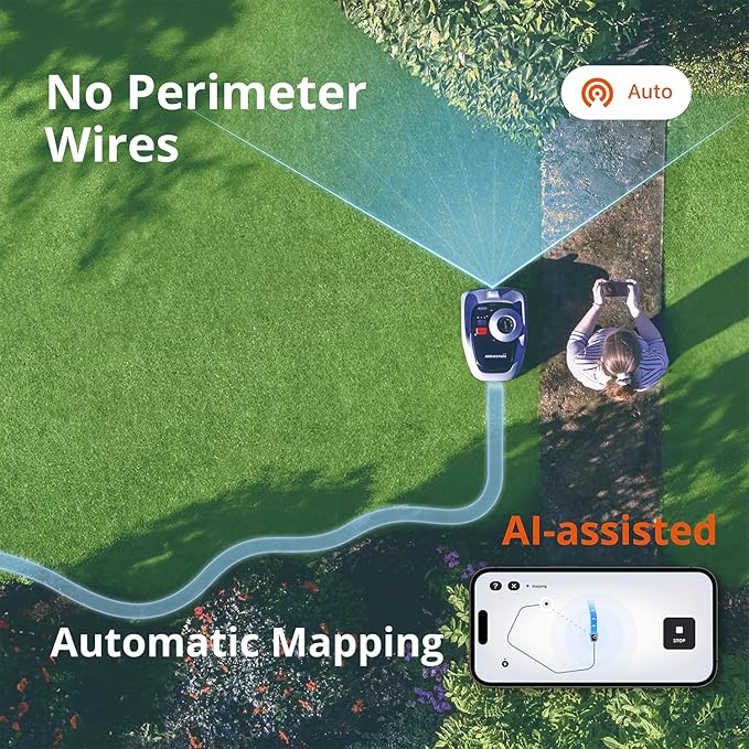 NAVIMOW i105N + Rough Terrain Kit, Robust Wheels for Muddy Terrain and up to 35% Incline.