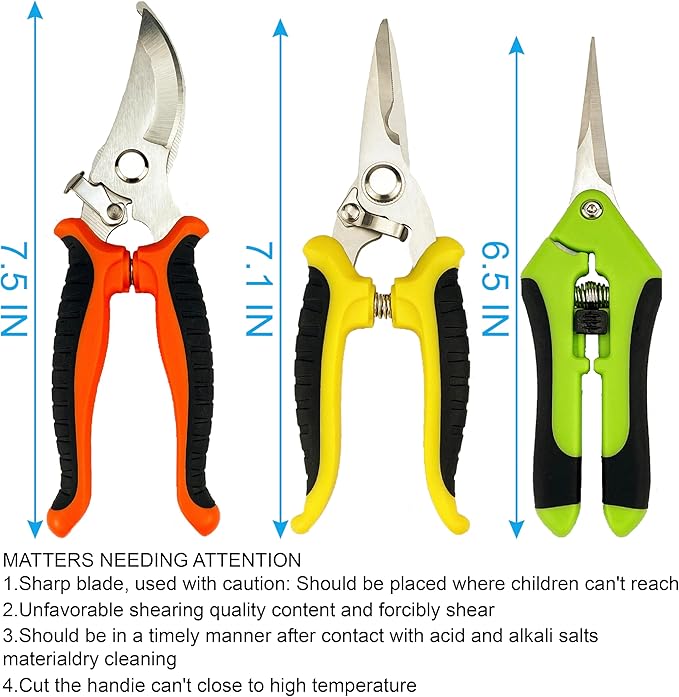 Pruning Shears, 5 Pack Garden Shears with Gardening gloves, Clippers Handheld, Stainless Steel Garden Snips, Lengnoyp Pruners for Gardening